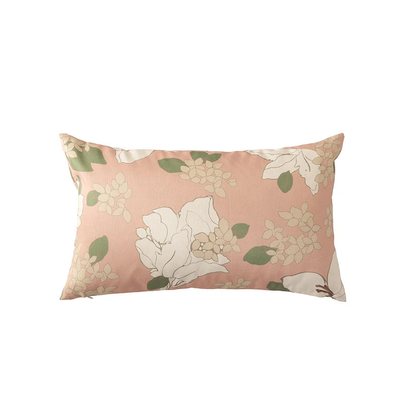 Decorative Pillow Cover Reversible Sketched Floral Linen-Look