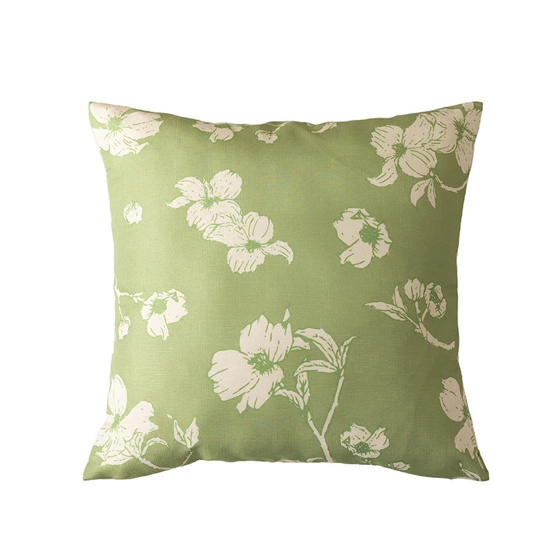 Decorative Pillow Cover Reversible Sketched Floral Linen-Look