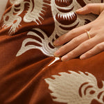 Decorative Pillow Cover Velvet Dragon Embroidery Faux Fur Trim