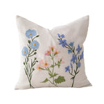 Decorative Pillow Embroidered Botanical Linen Blend 18x18