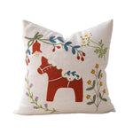 Decorative Pillow Embroidered Botanical Linen Blend 18x18
