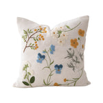 Decorative Pillow Embroidered Botanical Linen Blend 18x18