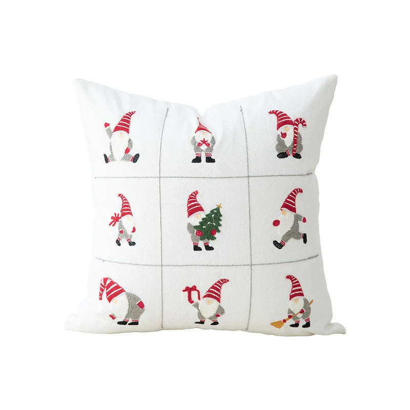 Decorative Pillow Embroidered Reindeer & Fir Removable Cover
