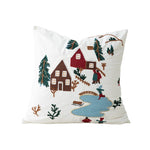 Decorative Pillow Embroidered Reindeer & Fir Removable Cover