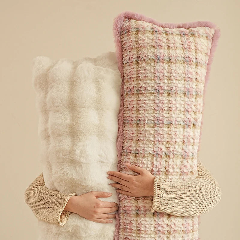 Decorative Pillow Faux Fur Chenille Easy-Care Cover
