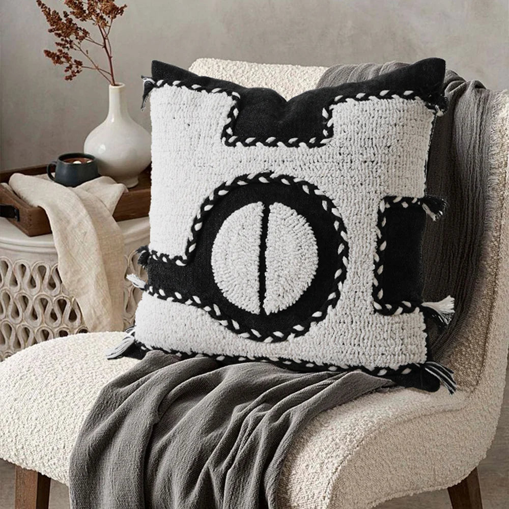 Decorative Pillow Hand-Tufted High-Pile Geometric Removable Cover