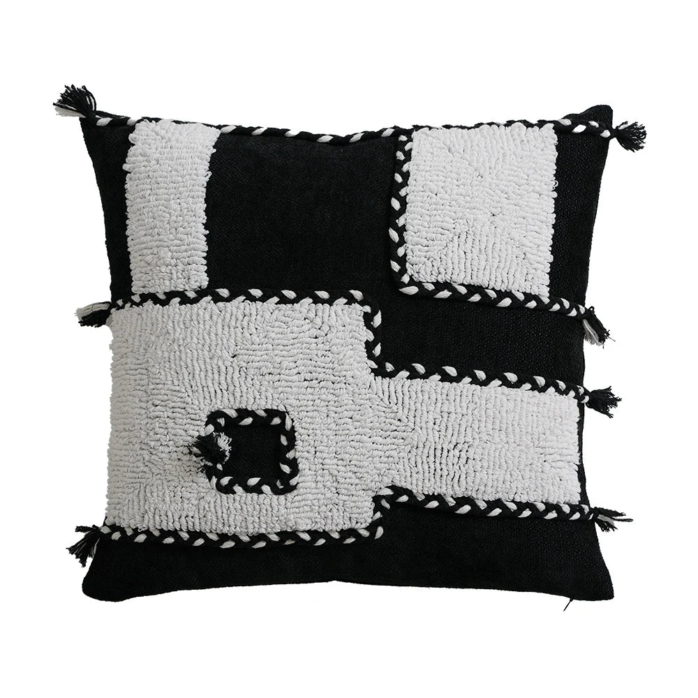Decorative Pillow Hand-Tufted High-Pile Geometric Removable Cover