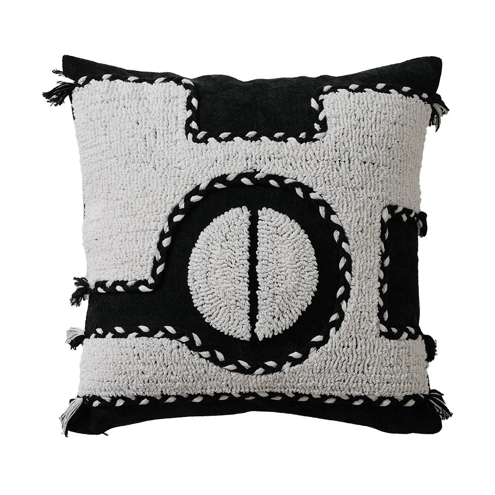 Decorative Pillow Hand-Tufted High-Pile Geometric Removable Cover