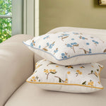 Decorative Pillow Linen Blend Floral Embroidery Removable Cover