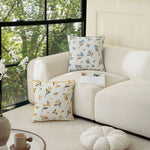 Decorative Pillow Linen Blend Floral Embroidery Removable Cover