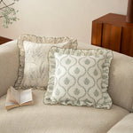 Decorative Pillow Linen-Look Floral Ruffle Removable Cover