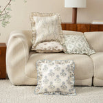 Decorative Pillow Linen-Look Floral Ruffle Removable Cover