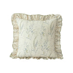 Decorative Pillow Linen-Look Floral Ruffle Removable Cover