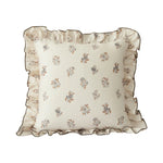 Decorative Pillow Linen-Look Floral Ruffle Removable Cover
