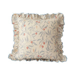 Decorative Pillow Linen-Look Floral Ruffle Removable Cover
