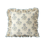 Decorative Pillow Linen-Look Floral Ruffle Removable Cover