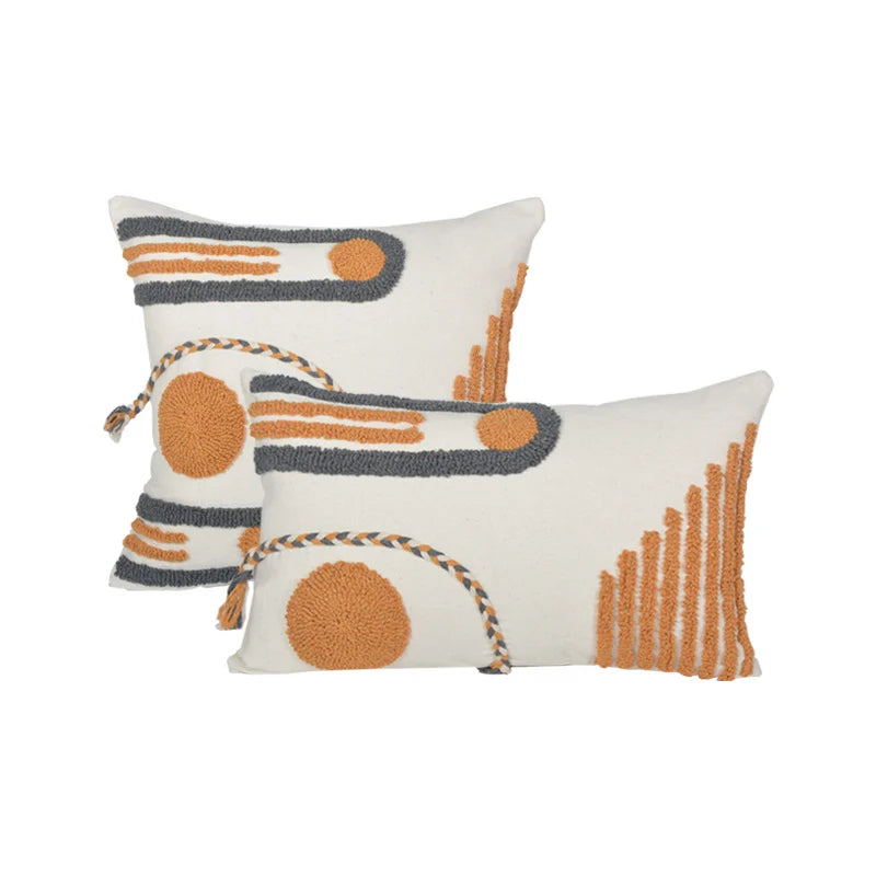 Decorative Pillow Set Hand-Tufted Cotton Square & Lumbar
