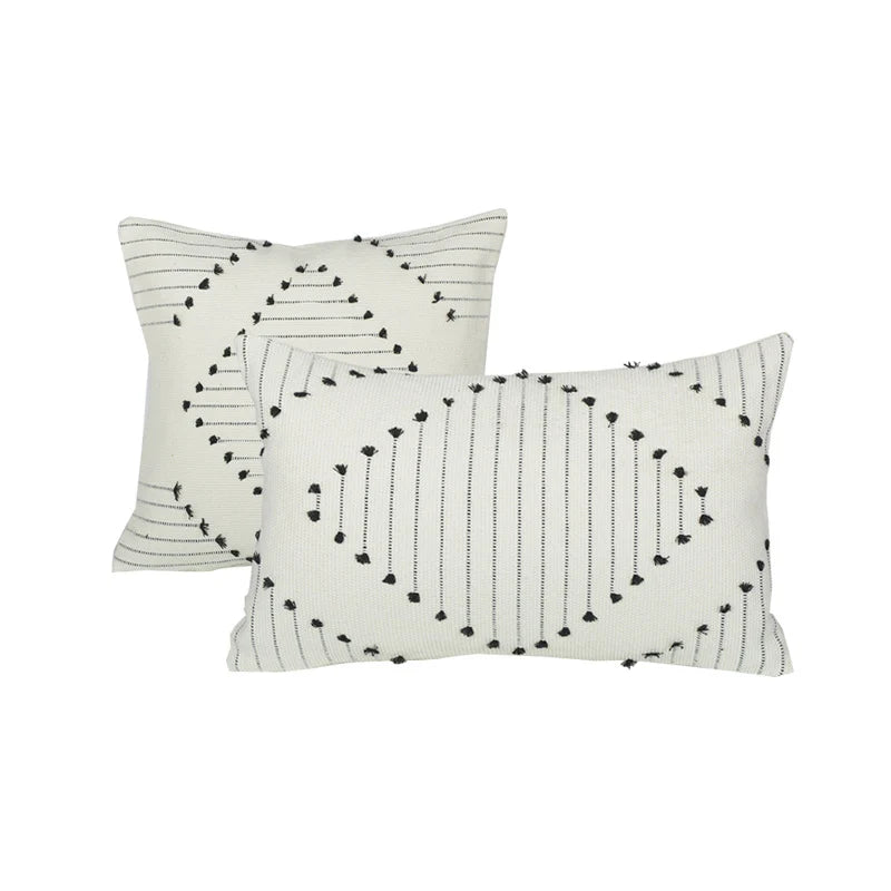 Decorative Pillow Set Hand-Tufted Cotton Square & Lumbar