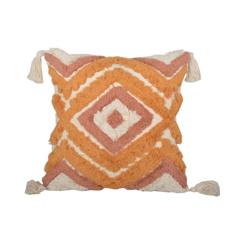 Decorative Pillow Set Hand-Tufted Cotton Square & Lumbar