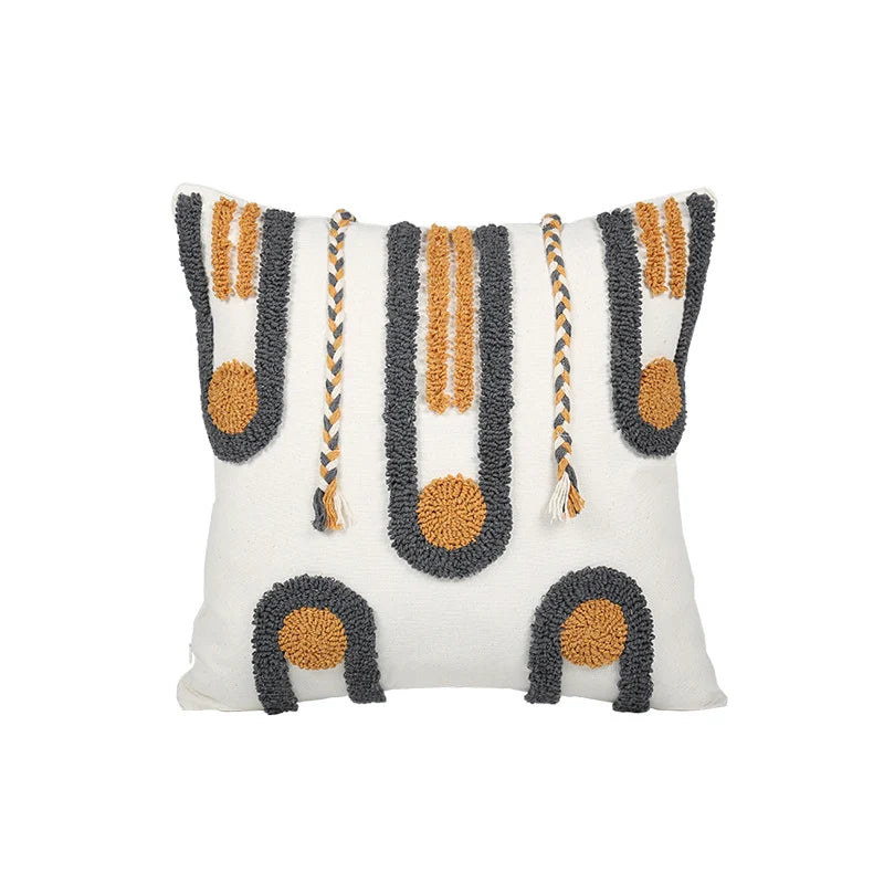 Decorative Pillow Set Hand-Tufted Cotton Square & Lumbar
