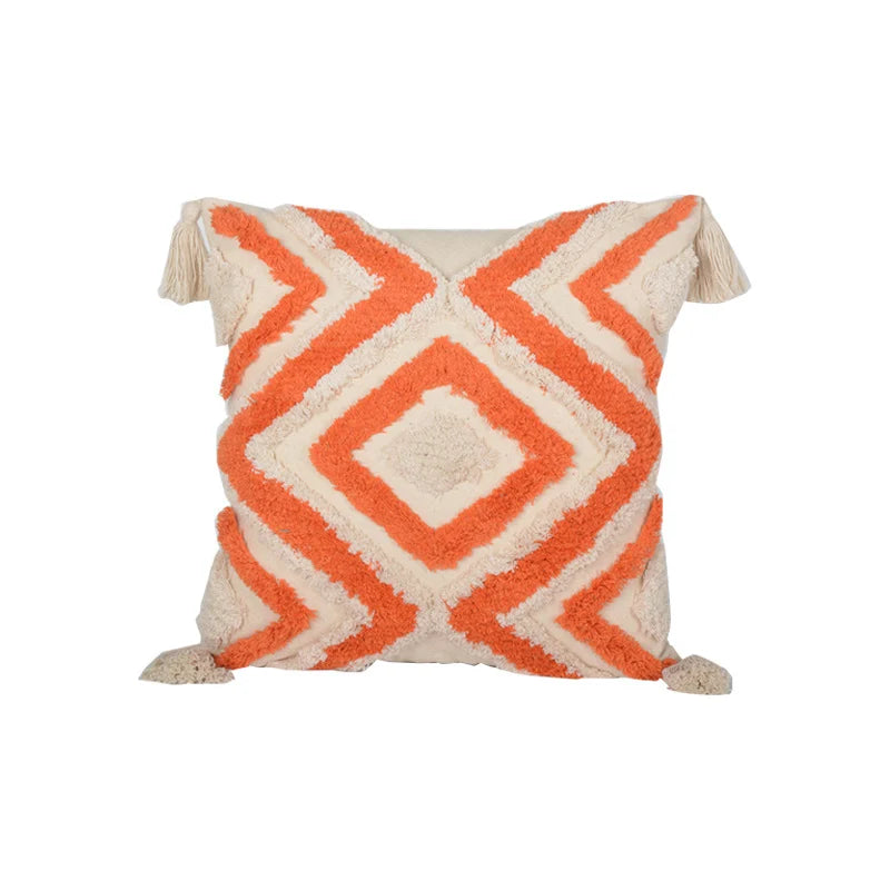 Decorative Pillow Set Hand-Tufted Cotton Square & Lumbar