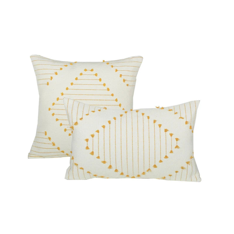 Decorative Pillow Set Hand-Tufted Cotton Square & Lumbar