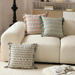 Decorative Pillow Set Handwoven Tassels & Fringe Removable Covers