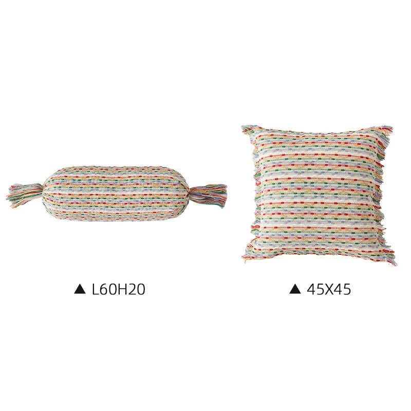 Decorative Pillow Set Handwoven Tassels & Fringe Removable Covers