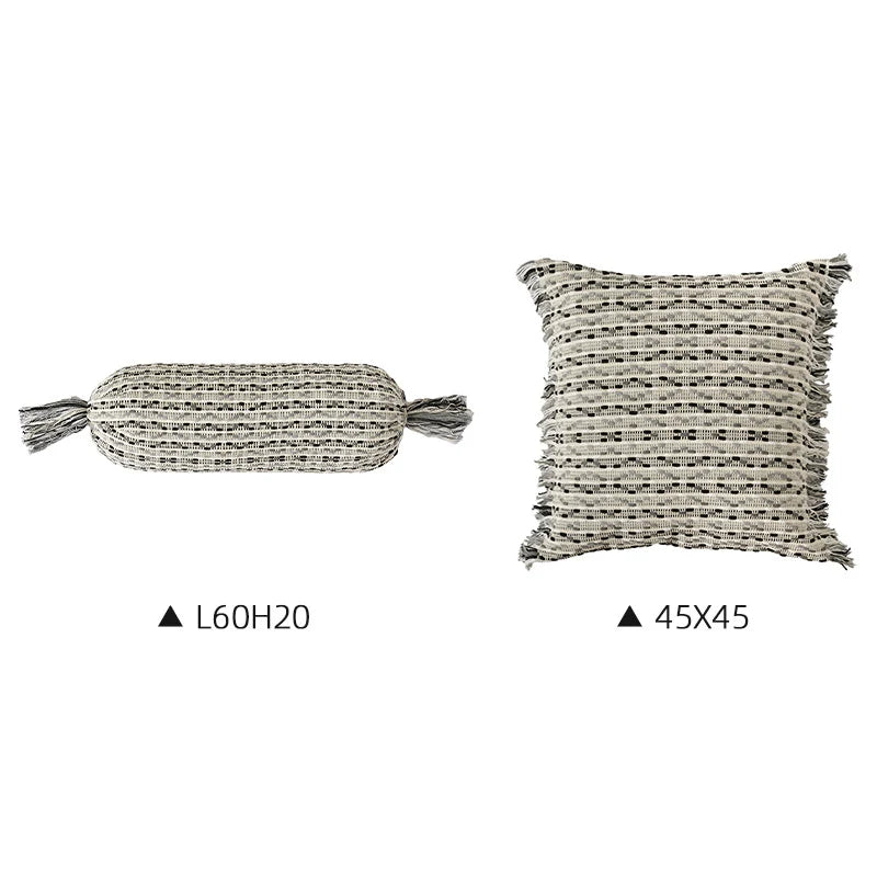 Decorative Pillow Set Handwoven Tassels & Fringe Removable Covers