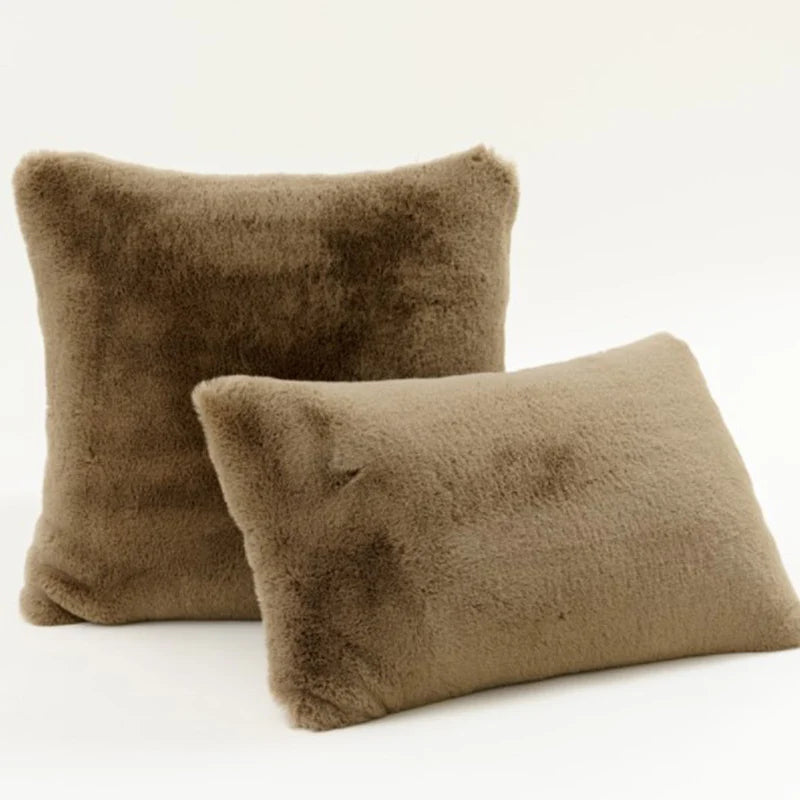 Decorative Pillow Set Plush Faux Fur Square & Lumbar