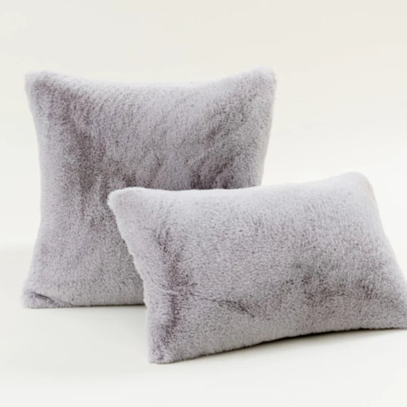 Decorative Pillow Set Plush Faux Fur Square & Lumbar