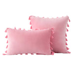Decorative Pillow Set Velvet Tassel Trim Plush Inserts