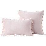 Decorative Pillow Set Velvet Tassel Trim Plush Inserts
