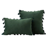 Decorative Pillow Set Velvet Tassel Trim Plush Inserts