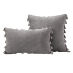 Decorative Pillow Set Velvet Tassel Trim Plush Inserts