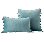 Decorative Pillow Set Velvet Tassel Trim Plush Inserts