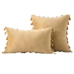 Decorative Pillow Set Velvet Tassel Trim Plush Inserts