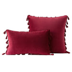 Decorative Pillow Set Velvet Tassel Trim Plush Inserts