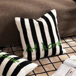 Decorative Pillow Striped Bouclé Embroidered 18x18