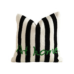 Decorative Pillow Striped Bouclé Embroidered 18x18
