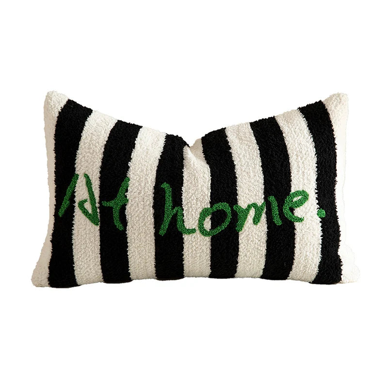 Decorative Pillow Striped Bouclé Embroidered 18x18