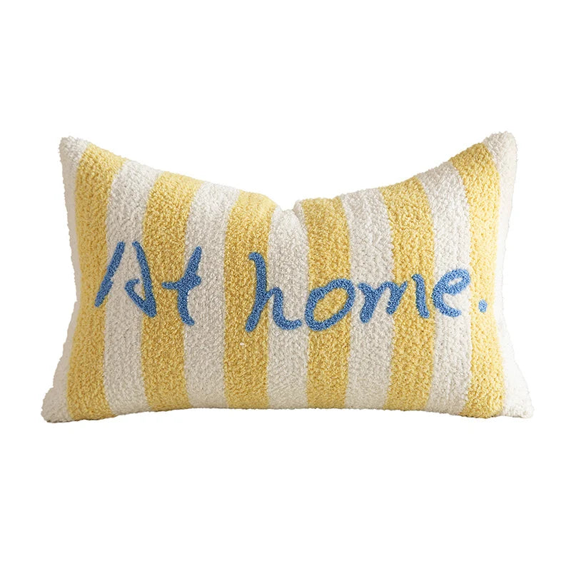 Decorative Pillow Striped Bouclé Embroidered 18x18