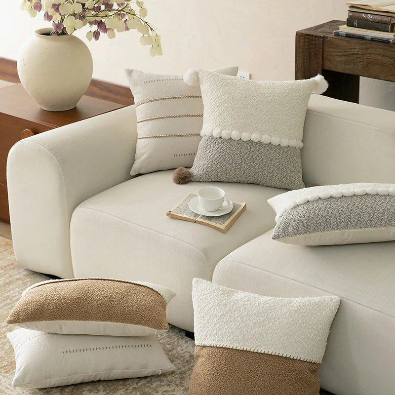 Decorative Pillow Two-Tone Bouclé & Teddy Sherpa