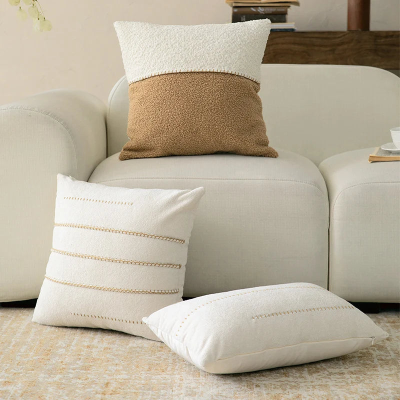 Decorative Pillow Two-Tone Bouclé & Teddy Sherpa