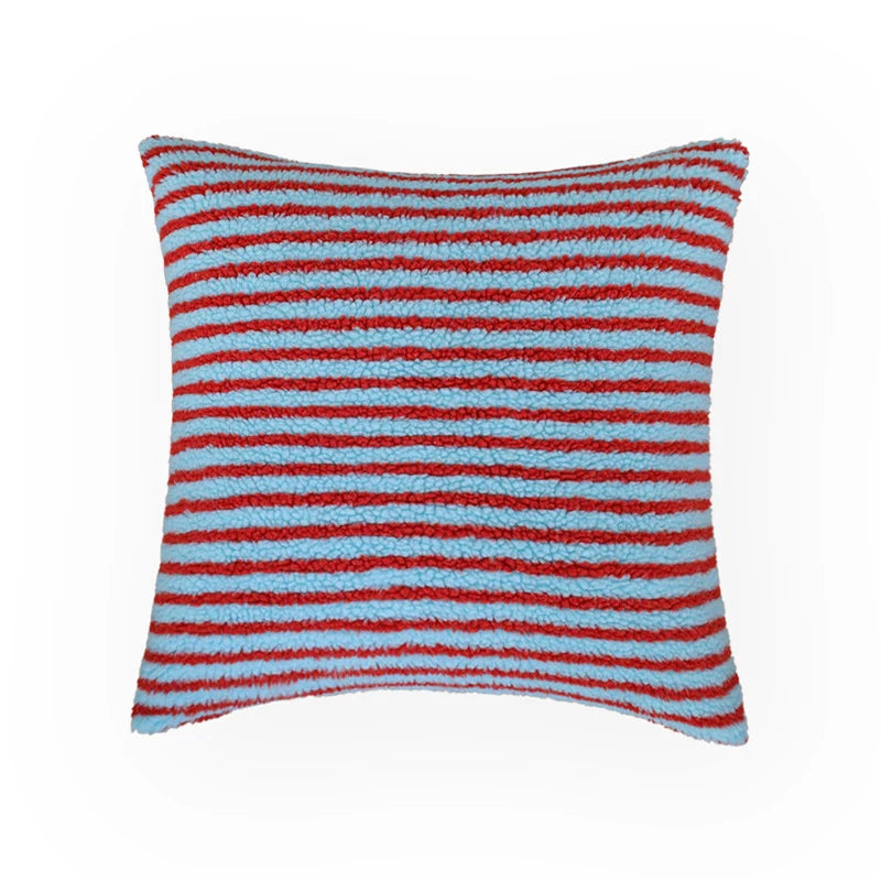 Decorative Pillowcase Teddy Fleece Zebra Stripe Hidden Zipper