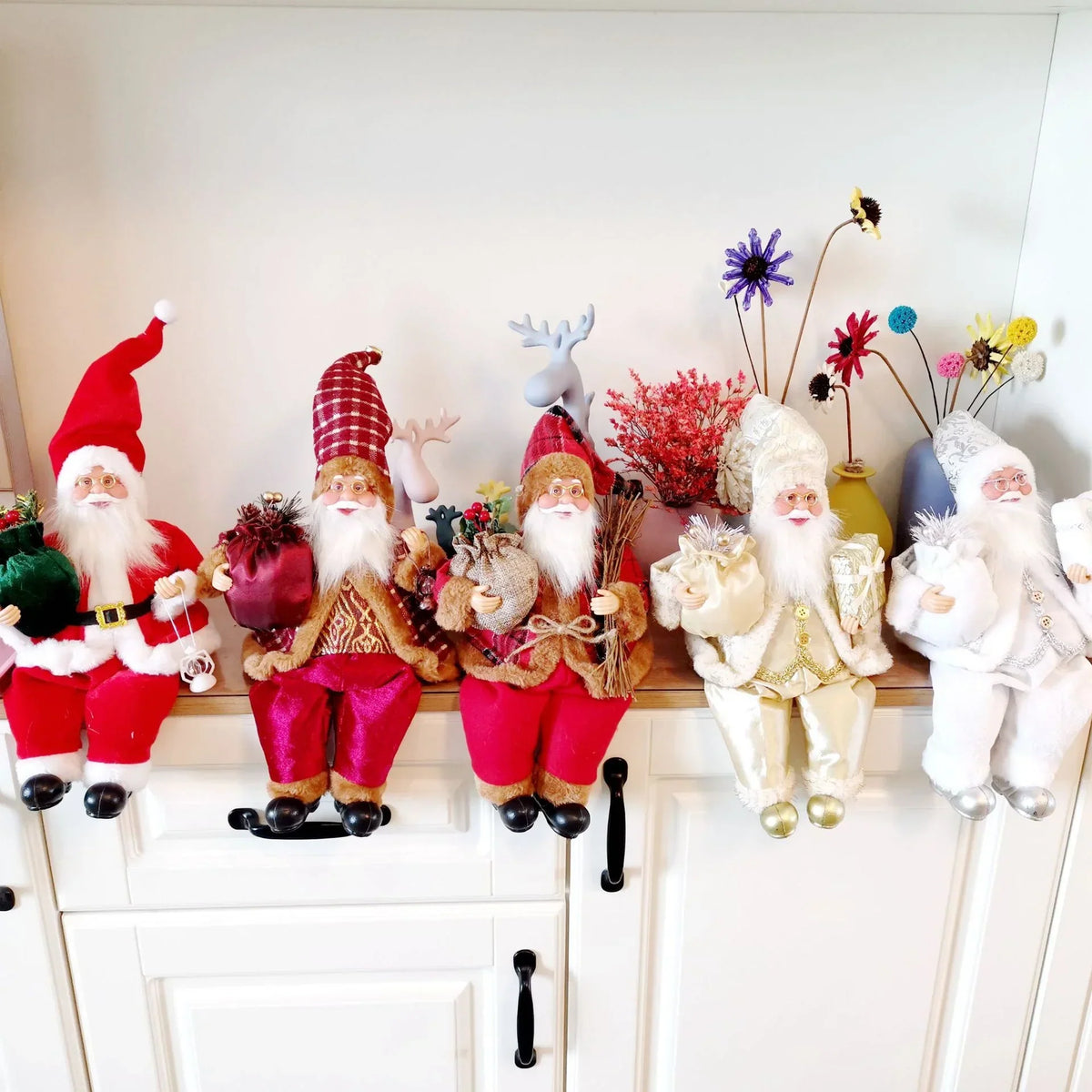 Decorative Santa Figure 15.8 Inch Assorted Outfits Durable Materials