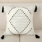 Decorative Throw Pillow Cotton-Blend Hand-Tufted Embroidery & Tassels