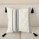 Decorative Throw Pillow Cotton-Blend Hand-Tufted Embroidery & Tassels
