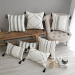 Decorative Throw Pillow Cotton-Blend Hand-Tufted Embroidery & Tassels
