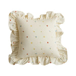 Decorative Throw Pillow Embroidered Floral & Ruffled Edge